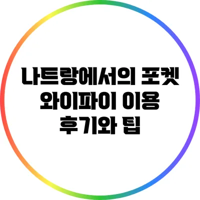 나트랑에서의 포켓 와이파이 이용 후기와 팁