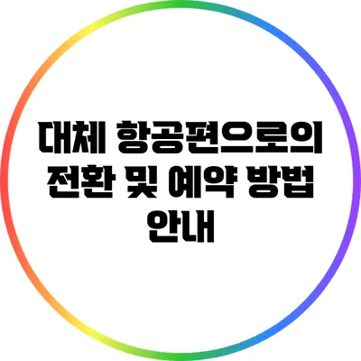 대체 항공편으로의 전환 및 예약 방법 안내