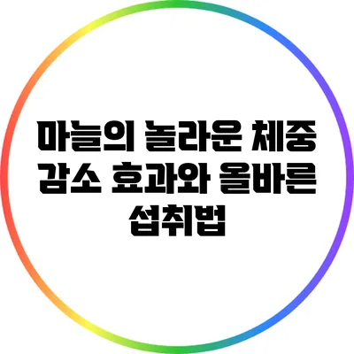 마늘의 놀라운 체중 감소 효과와 올바른 섭취법