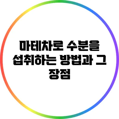 마테차로 수분을 섭취하는 방법과 그 장점