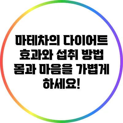 마테차의 다이어트 효과와 섭취 방법: 몸과 마음을 가볍게 하세요!