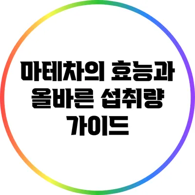 마테차의 효능과 올바른 섭취량 가이드