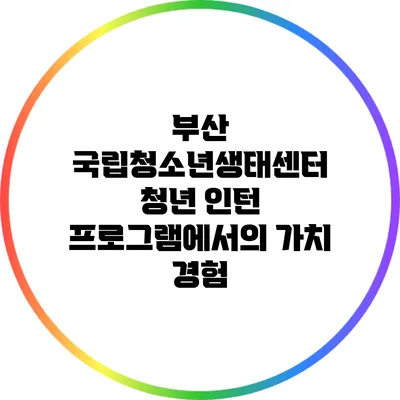 부산 국립청소년생태센터 청년 인턴 프로그램에서의 가치 경험
