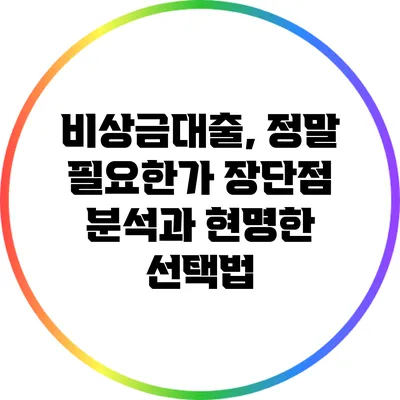 비상금대출, 정말 필요한가? 장단점 분석과 현명한 선택법