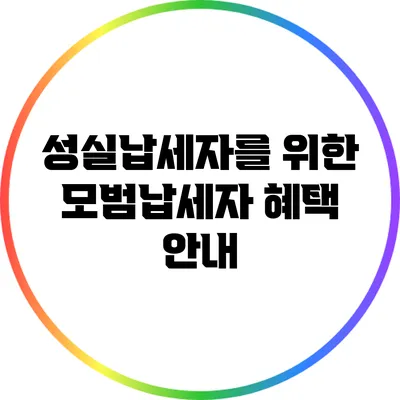 성실납세자를 위한 모범납세자 혜택 안내
