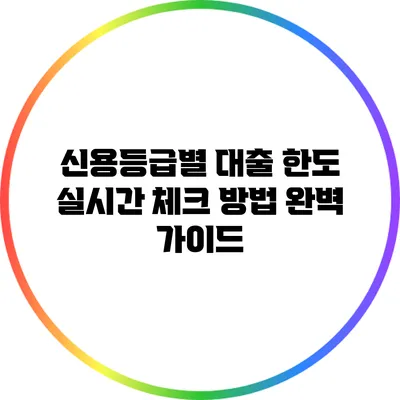 신용등급별 대출 한도 실시간 체크 방법 완벽 가이드