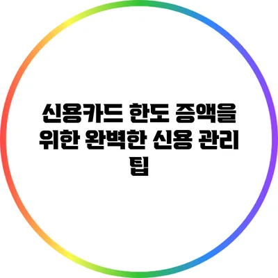신용카드 한도 증액을 위한 완벽한 신용 관리 팁