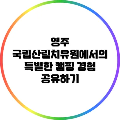 영주 국립산림치유원에서의 특별한 캠핑 경험 공유하기