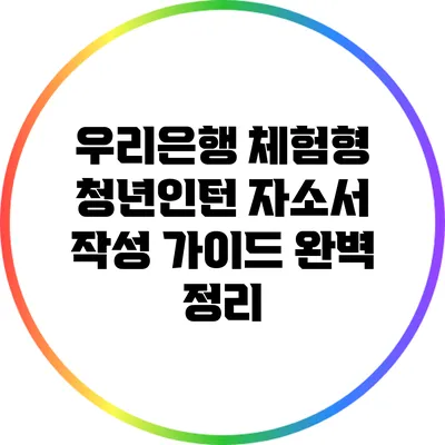 우리은행 체험형 청년인턴 자소서 작성 가이드 완벽 정리