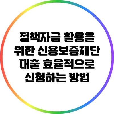 정책자금 활용을 위한 신용보증재단 대출 효율적으로 신청하는 방법