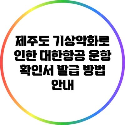 제주도 기상악화로 인한 대한항공 운항 확인서 발급 방법 안내