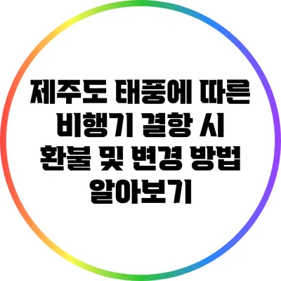 제주도 태풍에 따른 비행기 결항 시 환불 및 변경 방법 알아보기