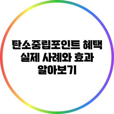 탄소중립포인트 혜택: 실제 사례와 효과 알아보기