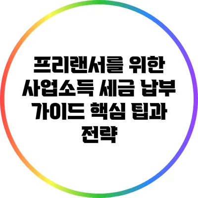 프리랜서를 위한 사업소득 세금 납부 가이드: 핵심 팁과 전략