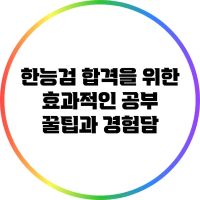 한능검 합격을 위한 효과적인 공부 꿀팁과 경험담