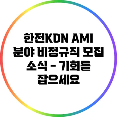 한전KDN AMI 분야 비정규직 모집 소식 - 기회를 잡으세요