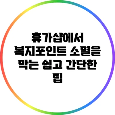 휴가샵에서 복지포인트 소멸을 막는 쉽고 간단한 팁