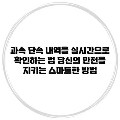 과속 단속 내역을 실시간으로 확인하는 법: 당신의 안전을 지키는 스마트한 방법