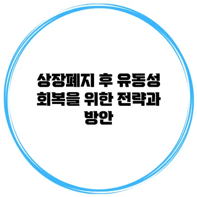 상장폐지 후 유동성 회복을 위한 전략과 방안