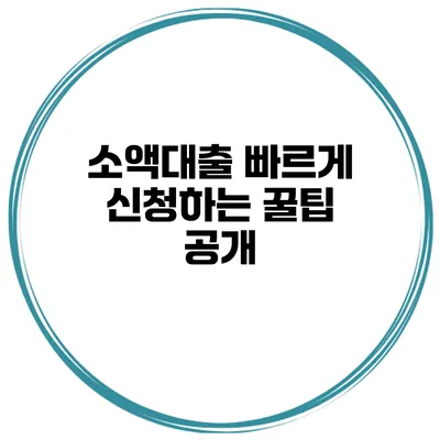 소액대출 빠르게 신청하는 꿀팁 공개