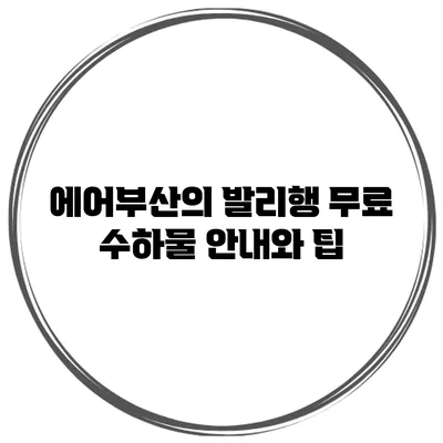 에어부산의 발리행 무료 수하물 안내와 팁