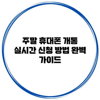 주말 휴대폰 개통 실시간 신청 방법 완벽 가이드