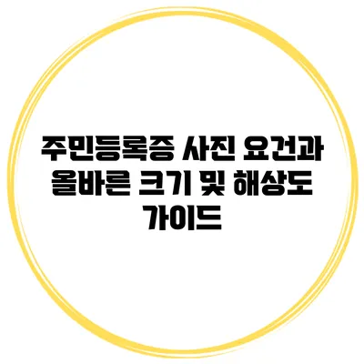 주민등록증 사진 요건과 올바른 크기 및 해상도 가이드