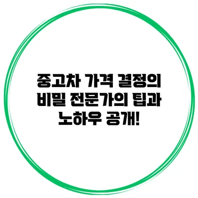 중고차 가격 결정의 비밀: 전문가의 팁과 노하우 공개!