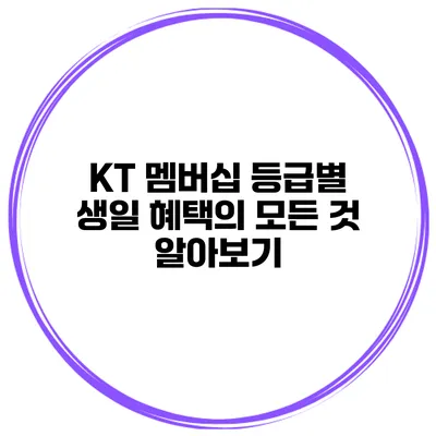 KT 멤버십 등급별 생일 혜택의 모든 것 알아보기