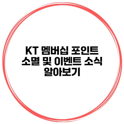 KT 멤버십 포인트 소멸 및 이벤트 소식 알아보기