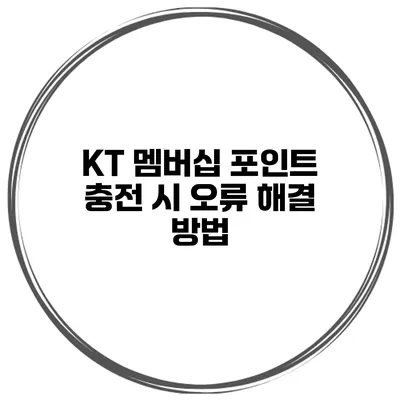 KT 멤버십 포인트 충전 시 오류 해결 방법
