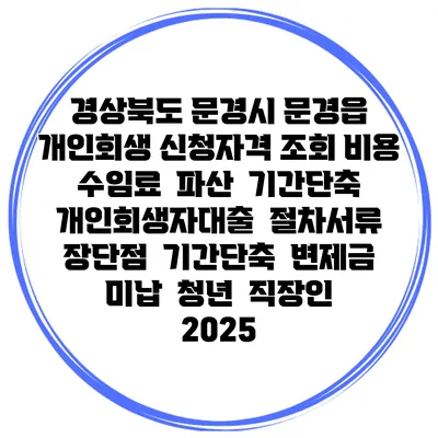 경상북도 문경시 문경읍 개인회생 신청자격 조회 비용 수임료 | 파산 | 기간단축 | 개인회생자대출 | 절차서류 | 장단점 | 기간단축 | 변제금 미납 | 청년 | 직장인 2025