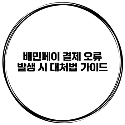 배민페이 결제 오류 발생 시 대처법 가이드
